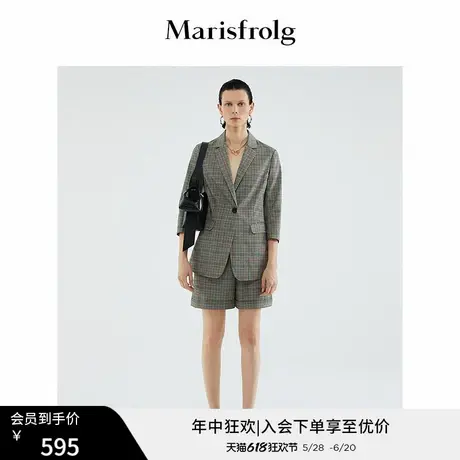 【意大利进口面料】玛丝菲尔夏季新款气质英伦格纹西装短裤女商品大图
