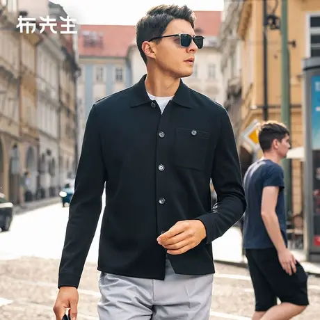 MrBu布先生衬衫式羊毛外套春口袋设计纽扣毛衣开衫男BT15367商品大图
