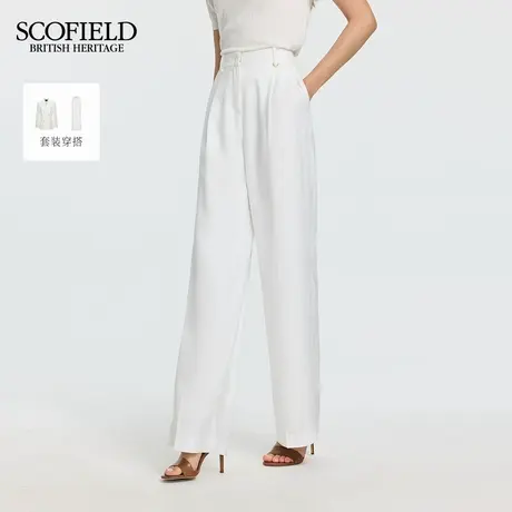 【易打理】Scofield女装都市率性阔腿西装裤高腰设计2025秋季新品图片