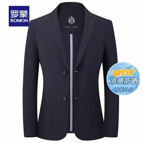 【冰丝凉感+抗菌】罗蒙男士华夫格防晒西服2025夏季薄款透气西装商品大图