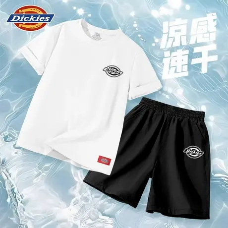 Dickies童装男童夏套装儿童白色速干短袖t恤男孩户外运动裤子薄A商品大图