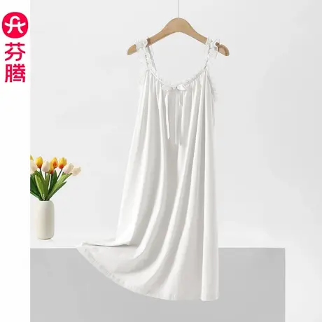 芬腾睡裙女款夏季纯棉薄款可外穿夏款纯欲风蕾丝花边吊带睡衣裙子商品大图