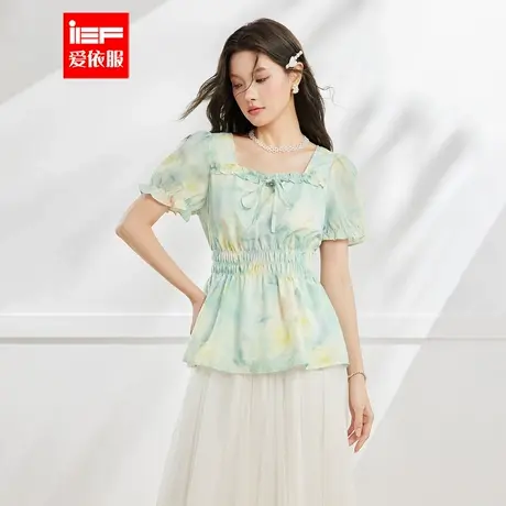IEF/爱依服2025夏季新款法式温柔小女人气质收腰显瘦百搭裙上衣商品大图