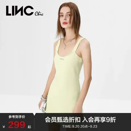 LINCCHIC金羽杰连衣裙机能感修身针织吊带连衣裙女S222SD577图片