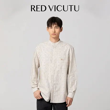 VICUTU威可多男长袖衬衫100%棉秋季亲肤时尚内搭上衣休闲通勤衬衣图片