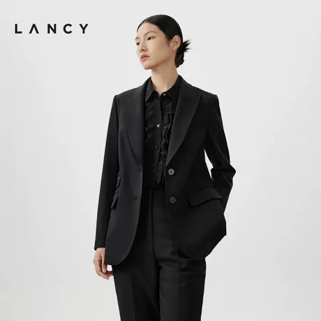 [朗姿奥莱]LANCY/朗姿2024春季新款黑色修身经典羊毛西装外套商务商品大图