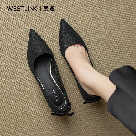 西遇尖头气质高跟鞋女2025秋季新款蝴蝶结细跟单鞋配裙绝美女鞋A图片