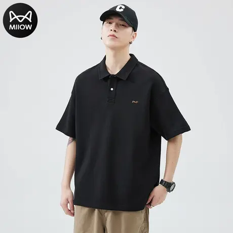 猫人翻领polo衫男士短袖2024夏季ins宽松百搭半袖体恤上衣服男潮商品大图