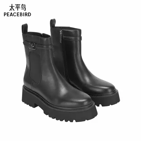 【商场同款】太平鸟切尔西靴女新款英伦厚底短靴子烟筒A1ZBF4186图片