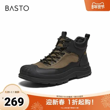 百思图2025冬季新款商场同款工装靴时尚户外运动男短靴靴A1100DD5商品大图