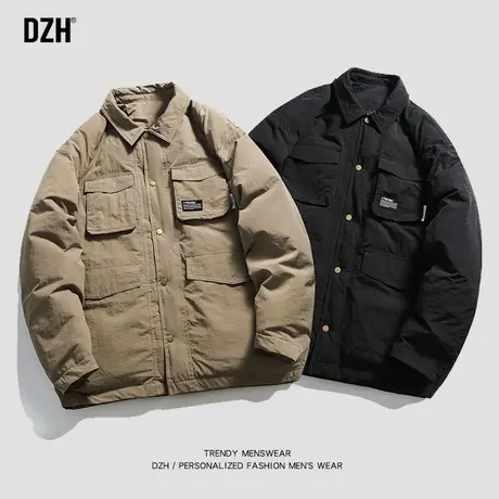 男士翻领棉服男款冬季款加厚潮牌纯色短款棉衣宽松棉袄面包服男装商品大图