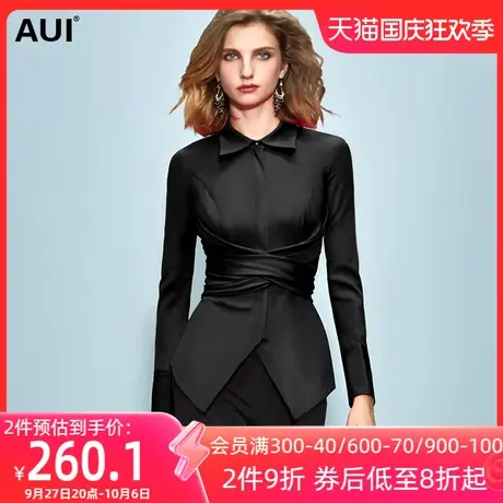 设计感小众女衬衫欧洲站2023春秋新款黑色衬衣欧货潮时尚洋气上衣图片