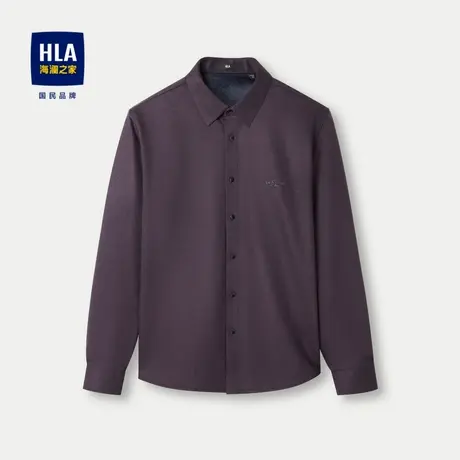HLA/海澜之家暖绒长袖衬衫2023秋冬新款休闲领烫印加厚保暖上衣男商品大图