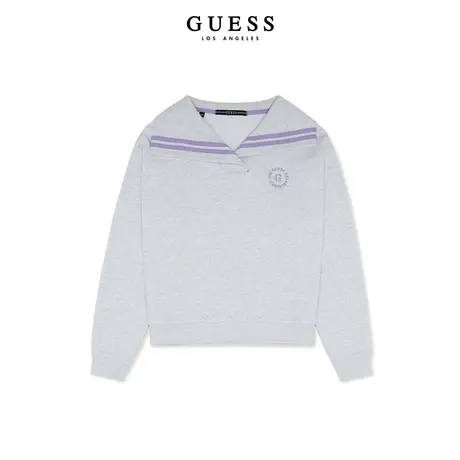 GUESS23年新款秋女士设计款海军大翻领学院风针织卫衣-YN3K5402图片