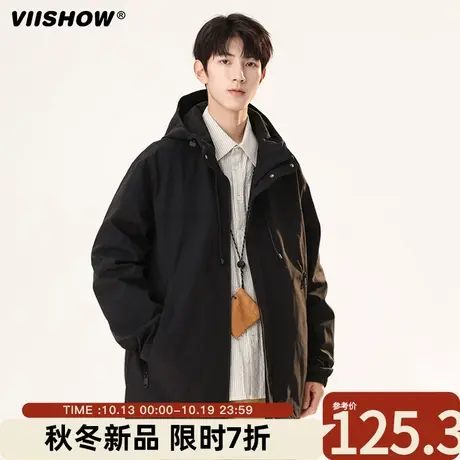VIISHOW防水冲锋衣男款春秋夹克潮牌宽松痞帅美式机能连帽外套潮商品大图
