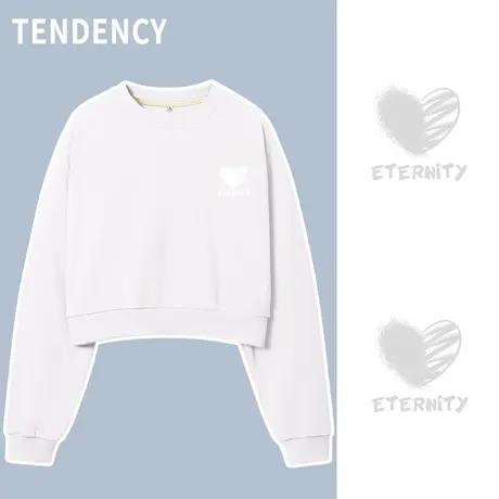 ZR真维斯卫衣女2023新款春秋季短款圆领白色复古高级感女卫衣外套商品大图