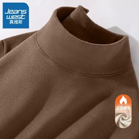 真维斯LIFE冬季打底衫女2023新款爆款德绒高级加绒加厚内搭上衣W图片