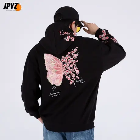 加厚加绒卫衣男秋冬2022年梅花刺绣国潮情侣装连帽长袖宽松套头衫商品大图