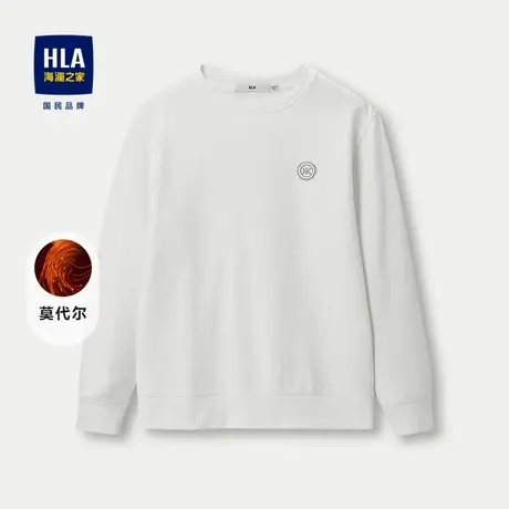 HLA/海澜之家含莫代尔卫衣23秋新款纯色提花圆领高周波印花长袖男商品大图