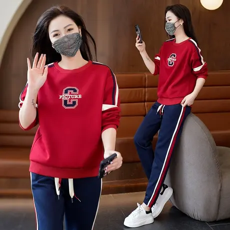 恋上17号大码女士运动套装卫衣女装春秋2023新款秋装休闲服中老年商品大图