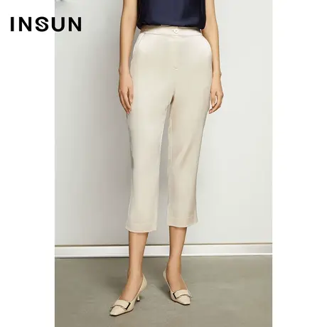 INSUN恩裳线上专选夏季醋酸亮色直筒西裤图片