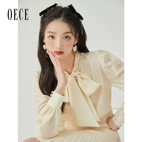 Oece复古气质长袖衬衫年秋季新款女装通勤高级感法式衬衣上衣商品大图