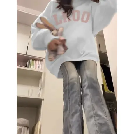 超火圆领卫衣女秋冬2023新款爆款oversize宽松复古学院风女装上衣商品大图