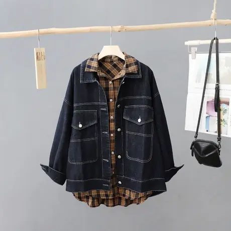 ins潮牛仔外套女2024春装新款设计感宽松BF风中长款大码外穿上衣X图片