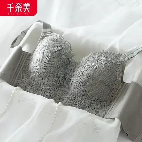 千奈美大胸显小内衣女薄款无钢圈全罩杯防下垂胖mm大码调整型文胸商品大图