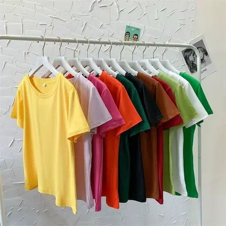 纯色短袖t恤女2023年新款夏ins潮修身体恤设计感小众夏季夏装上衣商品大图
