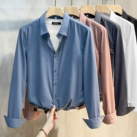 春秋季新款正装衬衫男长袖免烫上班寸衫轻商务休闲修身男士衬衣商品大图