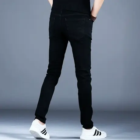 黑色牛仔裤男秋冬弹力百搭2023新款潮流裤子男士小脚修身休闲男裤商品大图