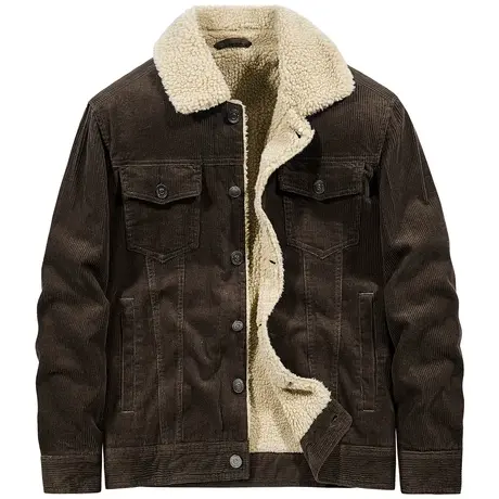 VIP冬季灯芯绒外套男士羊羔绒棉衣美式复古加绒加厚工装棉服潮流商品大图