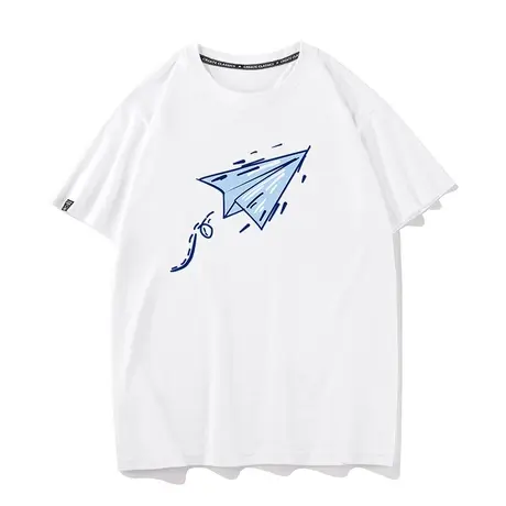 秀洛短袖男夏季纯棉纸飞机体恤衫日系简约百搭高中生T恤打底衣服商品大图