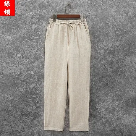 春秋中国风亚麻裤男士休闲裤宽松裤子大码民族风复古棉麻男装薄款图片