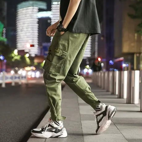 秋冬季工装裤男多口袋弹力工作裤耐磨束脚宽松劳保工地干活穿男裤图片