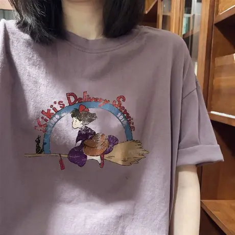 复古chic港味纯棉短袖正肩t恤女ins潮夏季oversize设计感宽松上衣图片