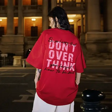 Nuthink美式潮牌复古字母短袖T恤男潮流宽松大码情侣半袖夏季上衣商品大图