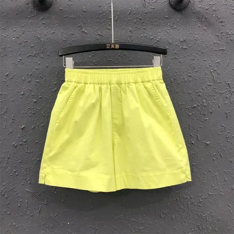 2023夏季新款简约松紧腰休闲宽松显瘦牛仔短裤女小开叉阔腿裤热裤图片