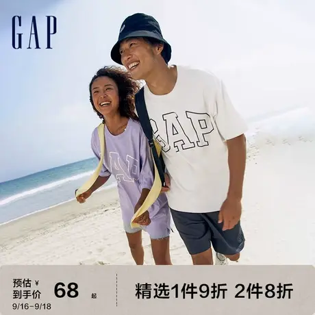 Gap男女装重磅T恤LOGO字母纯棉运动809021夏季情侣水洗棉短袖图片