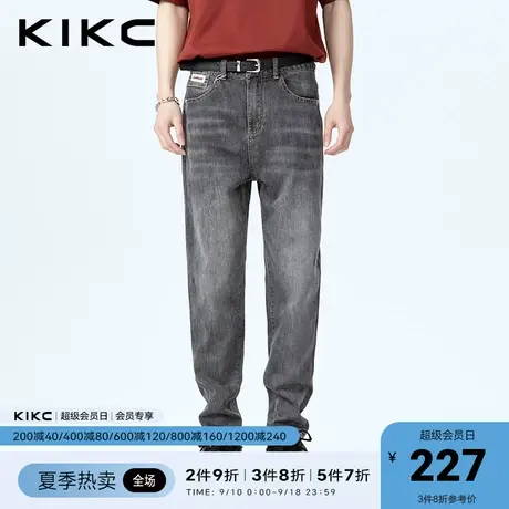 kikc牛仔裤男2023春夏新款商场同款字母胶印水洗高弹复古九分裤图片
