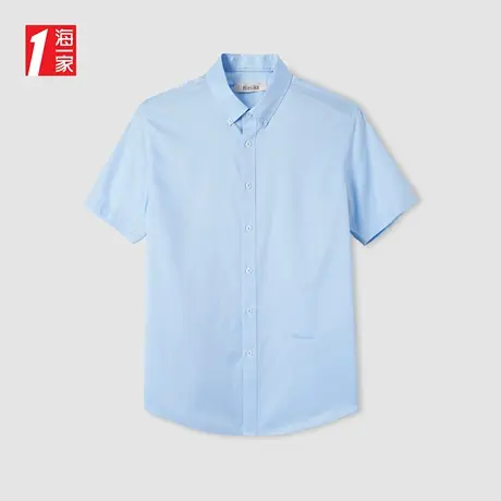 海一家清新时尚小格纹短衬2023夏季新款商务休闲中年男士短袖衬衫商品大图