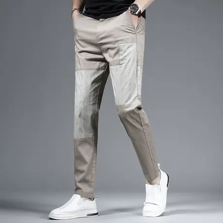 咖啡色休闲裤子男款潮流拼接夏季薄款2023新款潮牌个性男士裤子商品大图