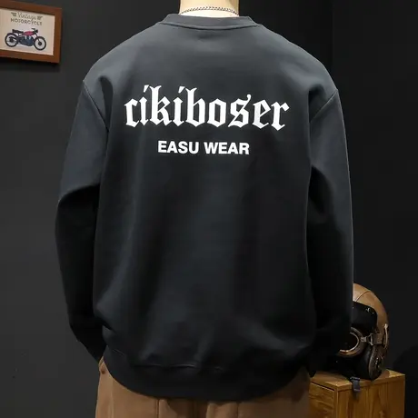 秋季卫衣男春秋款ins潮牌宽松大码2023新款男士加肥加大上衣长袖商品大图