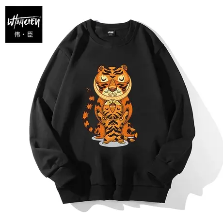 伟臣2022春季新品大码男士圆领卫衣胖子加肥加大宽松纯棉长袖上衣商品大图