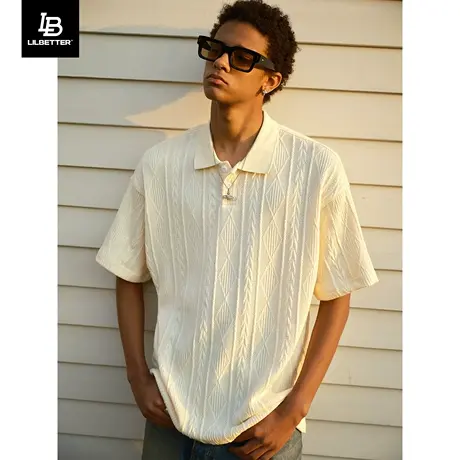 LiLbetter肌理感短袖男polo衫潮男穿搭夏季翻领体恤高街透气半袖商品大图