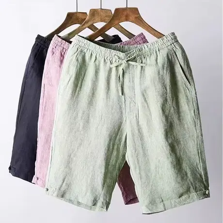 亚麻短裤男直筒宽松中式盘扣棉麻休闲宽松舒适透气沙滩裤夏季薄款商品大图