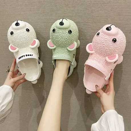 ins潮时尚网红外穿包头凉拖鞋女2023新款夏季可爱小熊防滑洞洞鞋商品大图