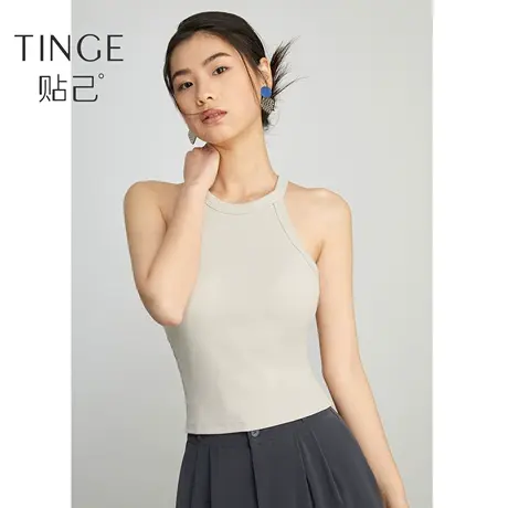 TINGE贴己挂脖背心吊带女夏外穿带胸垫文胸一体内衣挂脖无袖上衣图片