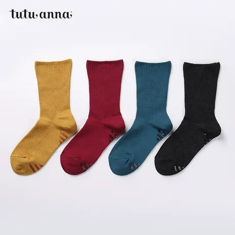 tutuanna短袜女 复古春秋透气防滑贴潮流气质百搭外穿纯色短袜女商品大图